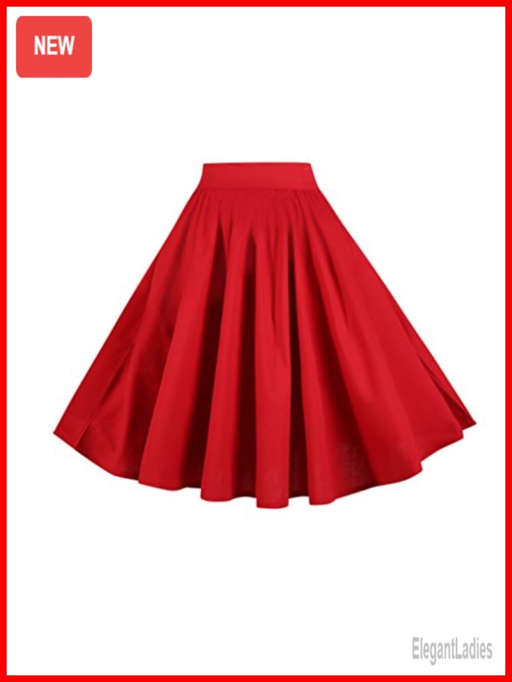 A-Line Swing Circle Skirt Cotton Spandex Smocked High Waist